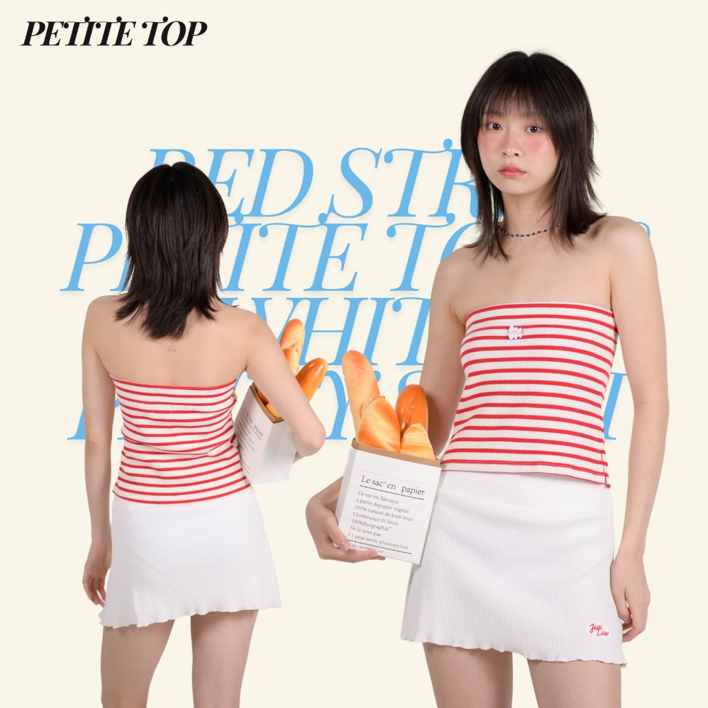 Jiwliw | Petite Top - เสื้อเกาะอกผ่าข้าง ป้ายโลหะ Jiwliw
