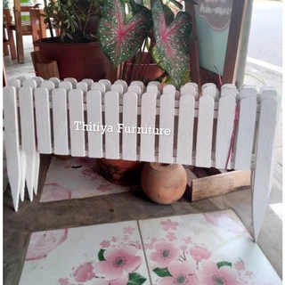 รั้วไม้สัก ขนาดยาว75ซม. มีให้เลือก7สี รั้วกั้นสวน ตกแต่งสวน รั้วDIY