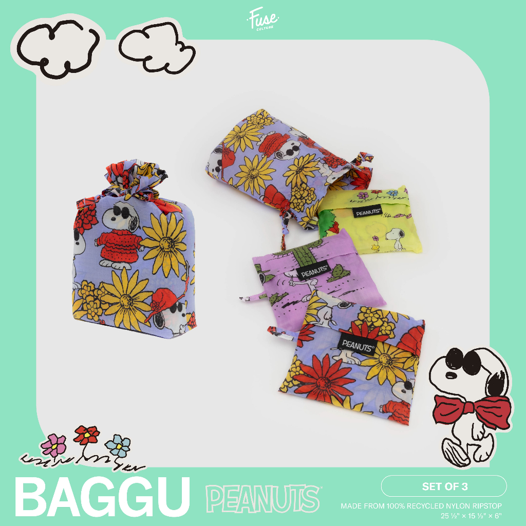 พร้อมส่ง STANDARD BAGGU SET เซ็ตนึงได้ 3 ใบ กระเป๋าผ้าพับได้ นำเข้าจากอเมริกา