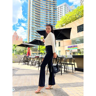 001 กางเกงขาม้าเล็ก ยาว38 นิ้ว ซิปหน้า เอวสูง ทรงสวย ผ้าโรเชฟ ผ้าหนาและยืดหยุ่น