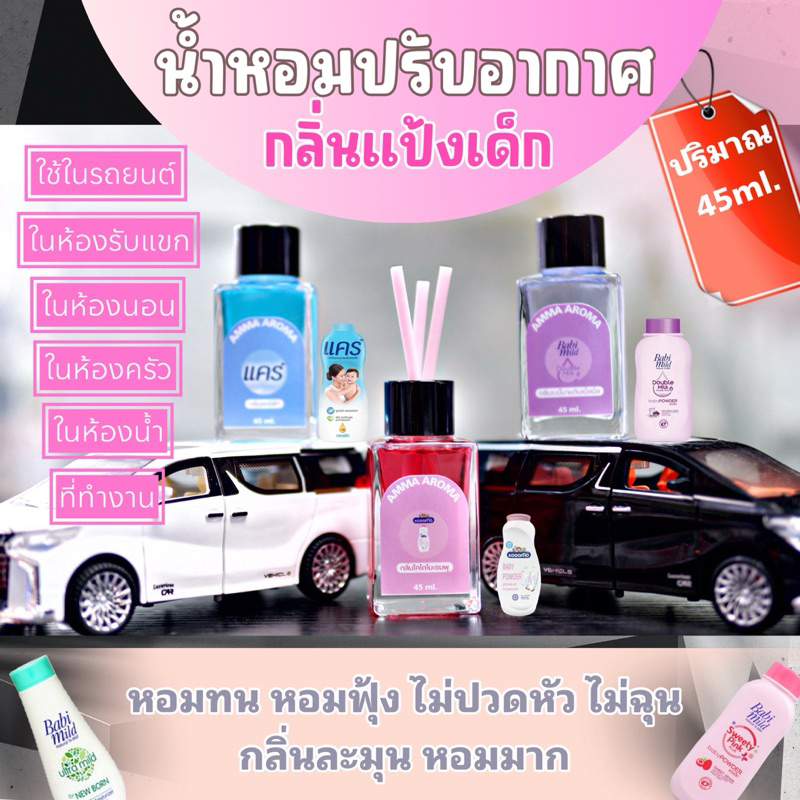 น้ำหอมปรับอากาศกลิ่นแป้งเด็กใช้ในรถยนต์ห้องนอนห้องน้ำห้องครัว