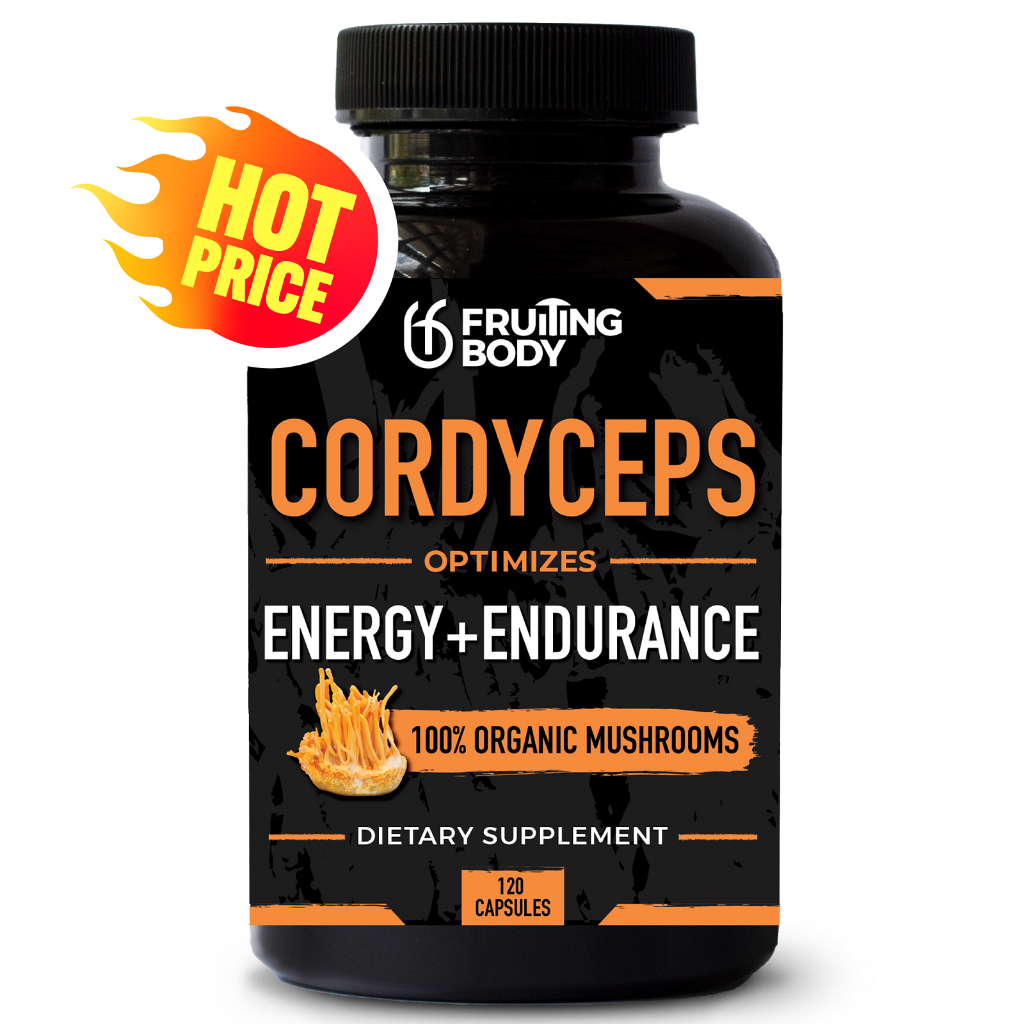 Cordyceps Mushroom Capsules ถั่งเช่าออแกนิค Organic Cordyceps 1 or 2 Month Supply (60 or 120 Capsules)