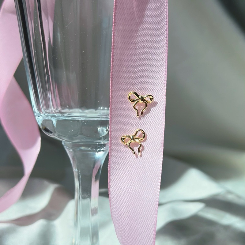 Baby Ribbon gold/silver - S925 ต่างหูโบว์