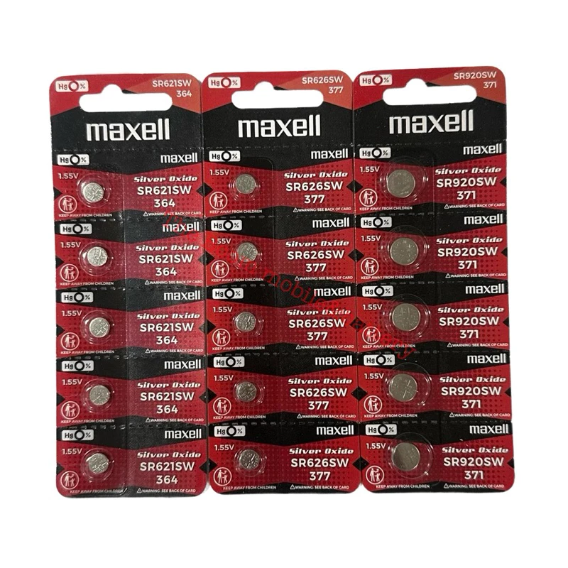 Maxell ถ่านนาฬิกาSR621SW/SR626SW/SR920SW made in Japan แผง5ก้อน ของแท้(แพคแดง)