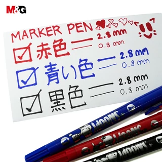 M&G SPM21334 ปากกาเคมี 2 หัว Snoopy ลาย ปากกามาร์คเกอร์ 2 หัว CD Marker เหมาะสำหรับการวาดภาพของนักเรียนเครื่องหมาย