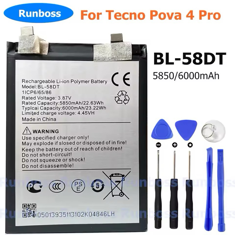 แบตเตอรี่ BL-58DT 5850/6000mAh ของแท้สำหรับ tecno pova 4 Pro