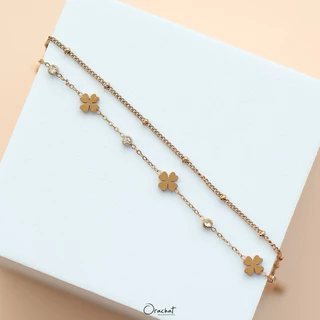 Orachat | Lucky clover 14k bracelet. (สร้อยข้อมือตัวเรือนสแตนเลส)