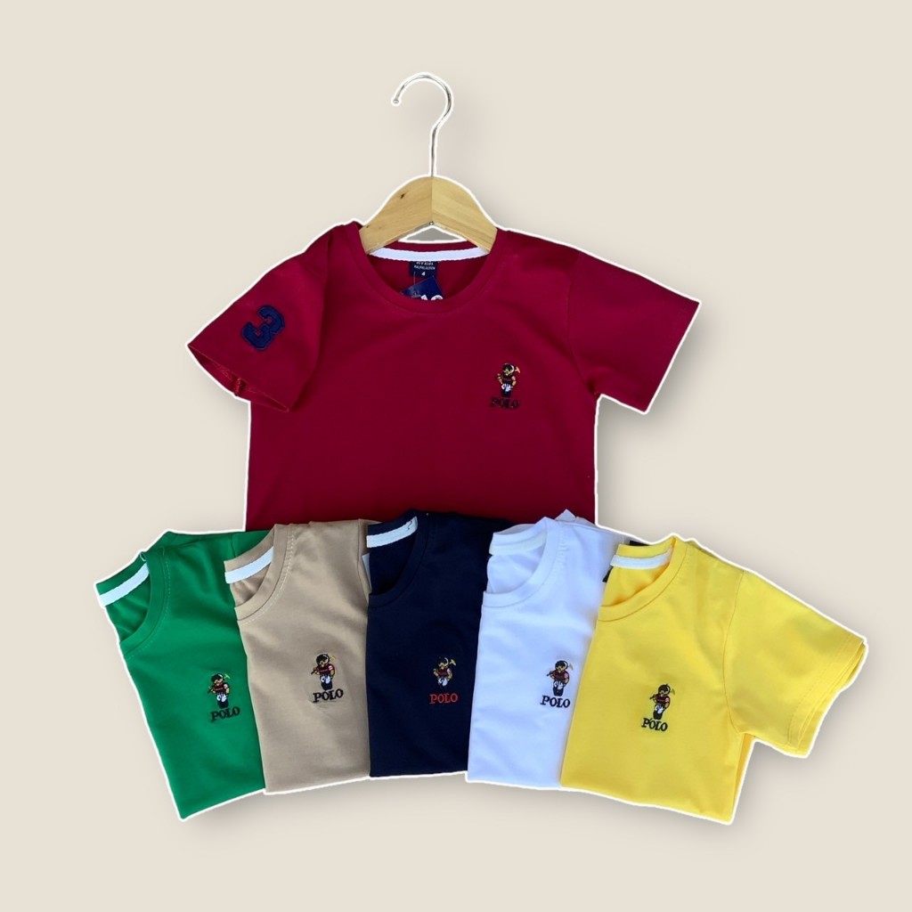 เสื้อยืดคอกลมปักหมี ผ้านุ่มมาก ปักม้า สีสด ไม่หด ไม่ย้วย นุ่มเด้ง