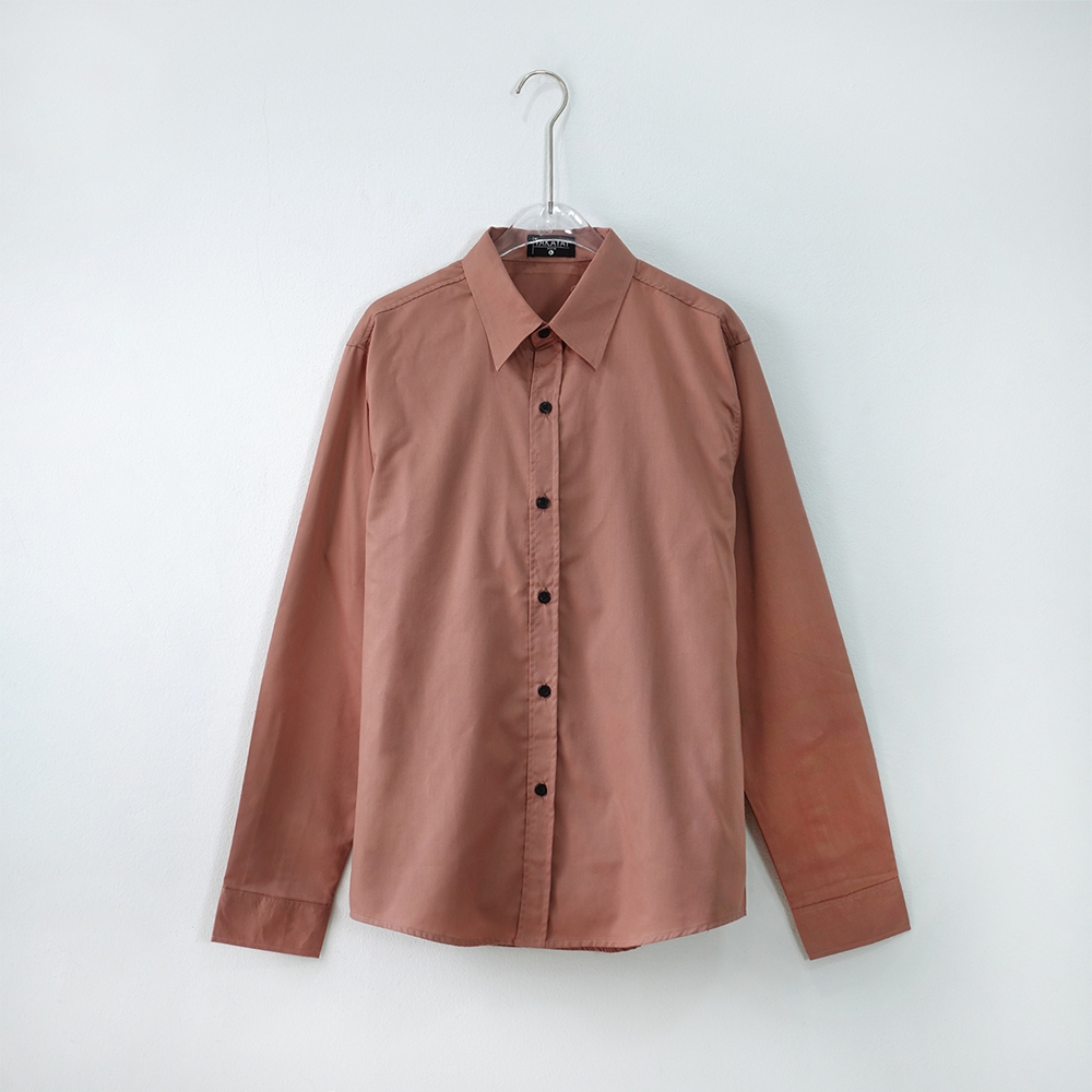 takayay brand เสื้อเชิ้ต สีชมพูกะปิ 36-54 นิ้ว  ผ้าคอตตอนทวิล เสื้อเชิ้ตสีพาสเทล - รูปที่ 4