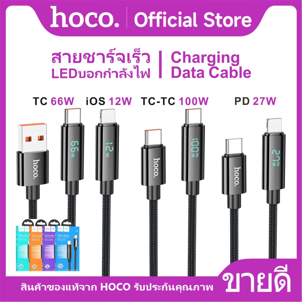 สาย​ชาร์จ HOCO U125 สายชาร์จเร็ว 100W สำหรับ iOS/Type-C/Type-C to Type-C/PD รองรับชาร์จเร็วทุกรุ่น