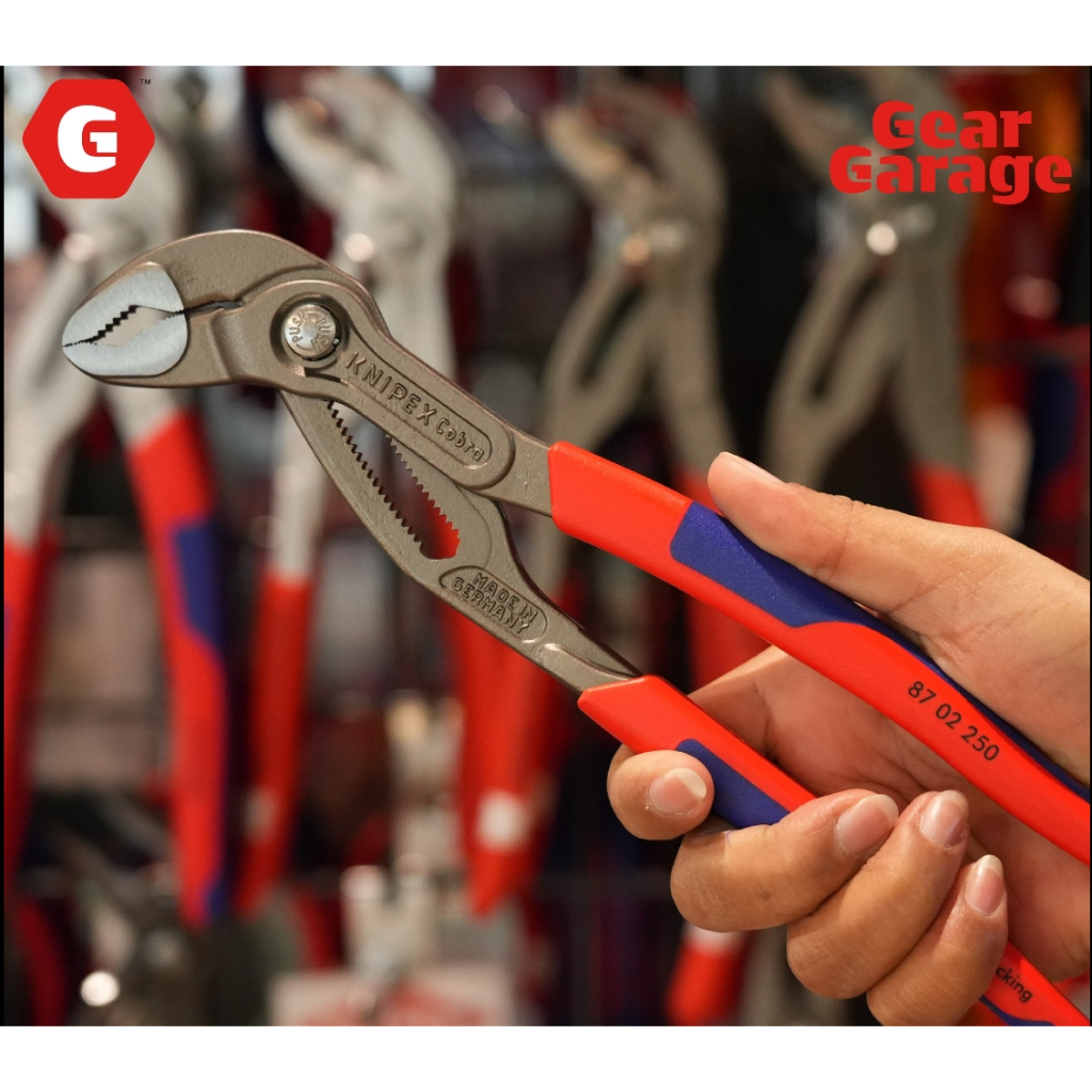 KNIPEX NO.87 02 250 T Cobra with intregrate safety lug for attatching a tool tether, 250mm.(คีมคอม้า)