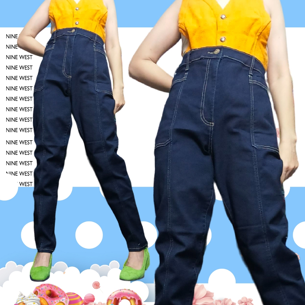 สกินนี่ยีนส์ยืดขาเดฟสียีนส์เข้ม NINE WEST งานแท้มือ 1 size 12 เอว 32-36"  Size 16 เอว 36-41" ผ้ายืดไ