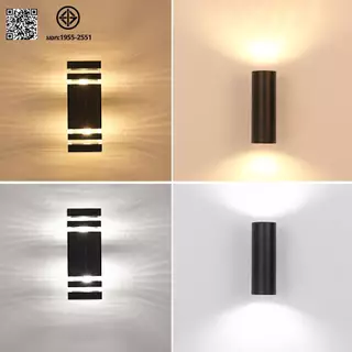 E27 โคมไฟติดผนัง LED กลางแจ้ง กันน้ำ IP67 12W*2 ไฟทางเดิน ไฟตกแต่ง ไฟหน้าบ้าน ไฟแต่งสวนไฟทางเดิน