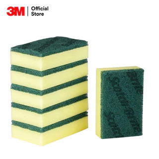 3M™ Scotch-Brite สก๊อตช์-ไบรต์® ใยขัดพร้อมฟองน้ำ, 3x4 นิ้ว, แพ็ค 6 ชิ้น