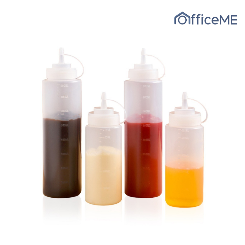 ขวดบีบซอส Sauce Bottle วัสดุPE ทนทาน มีสเกลบอกปริมาณ มี6ขนาด Officeme