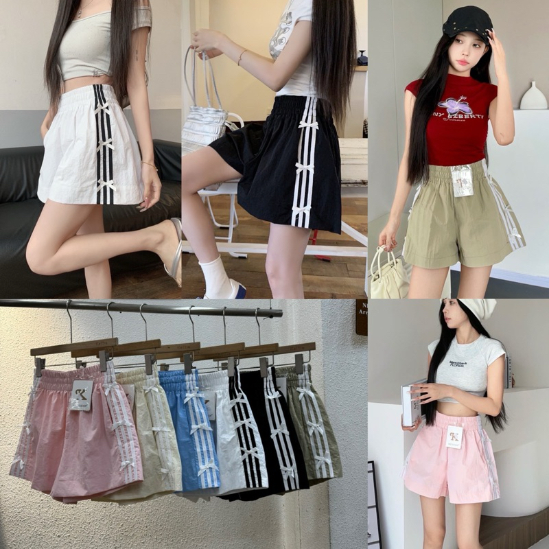 9256#ขาสั้นแถบติดโบว์