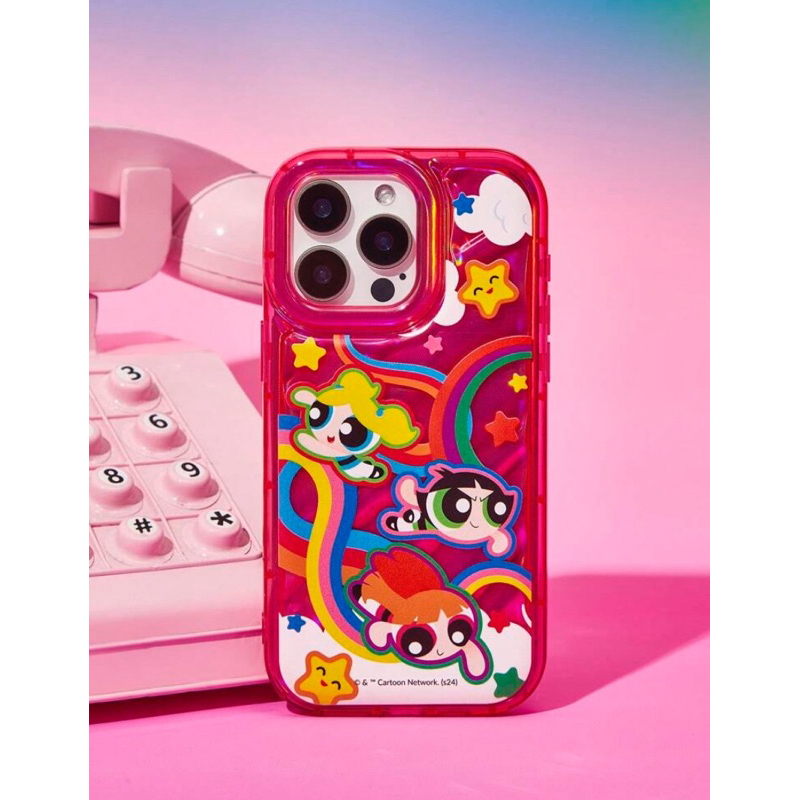 เคสไอโฟนชมพูโฮโลแกรม เดอะพาวเวอร์พัฟฟ์เกิลส์ i7-15promax (Case iphone) สินค้างานลิขสิทธิ์แท้100% X The Powerpuff Girls