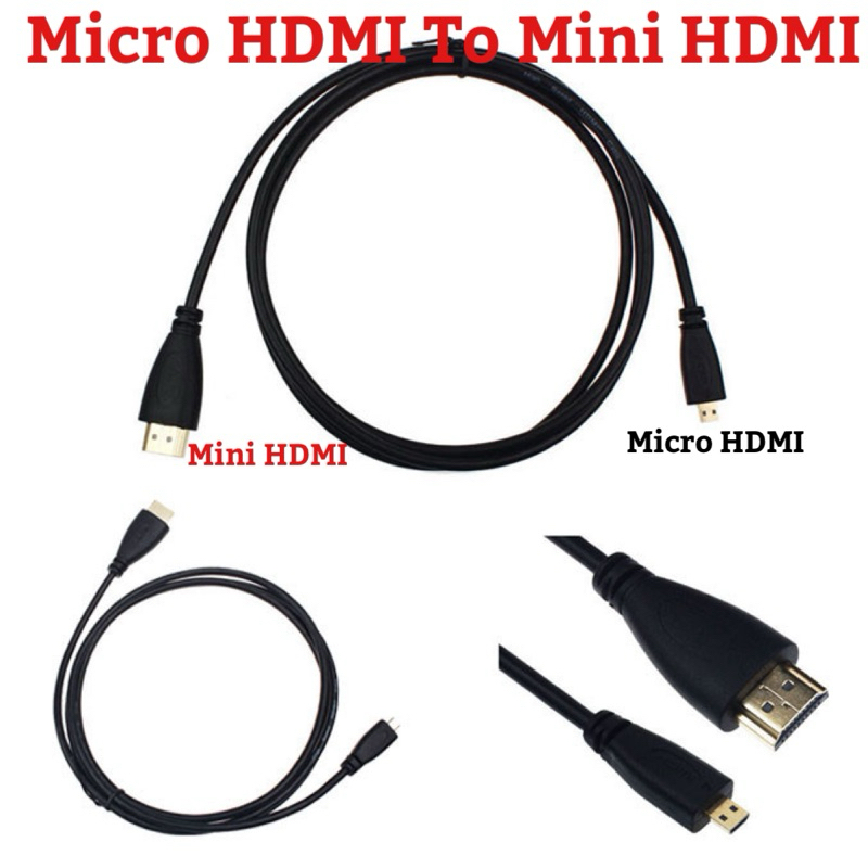 สาย Micro HDMI to Mini HDMI Cable, สนับสนุน 3D 4K พร้อมเสียง ความยาว1.5 เมตร/1M ใช้ต่อ สำหรับกล้องดิจิตอล/กล้องวิดีโอ