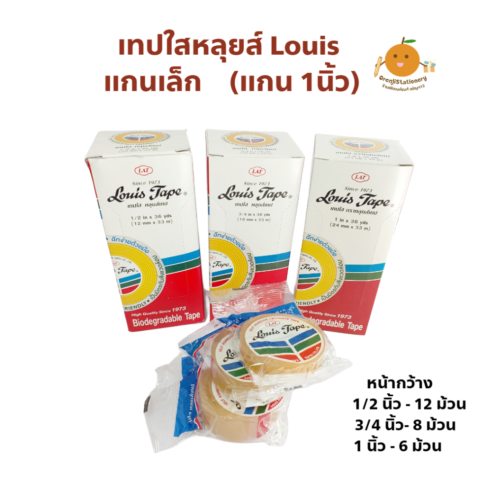 เทปใสหลุยส์ Louis แกนเล็ก 1/2, 3/4, 1"  36 หลา