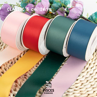 ริบบิ้นซาตินสีเรียบเงา 2 ด้าน ขนาด 5 cm. Double Side Ribbon – รุ่น Premium Satin ผูกของขวัญวันเกิด [RBY-0023]