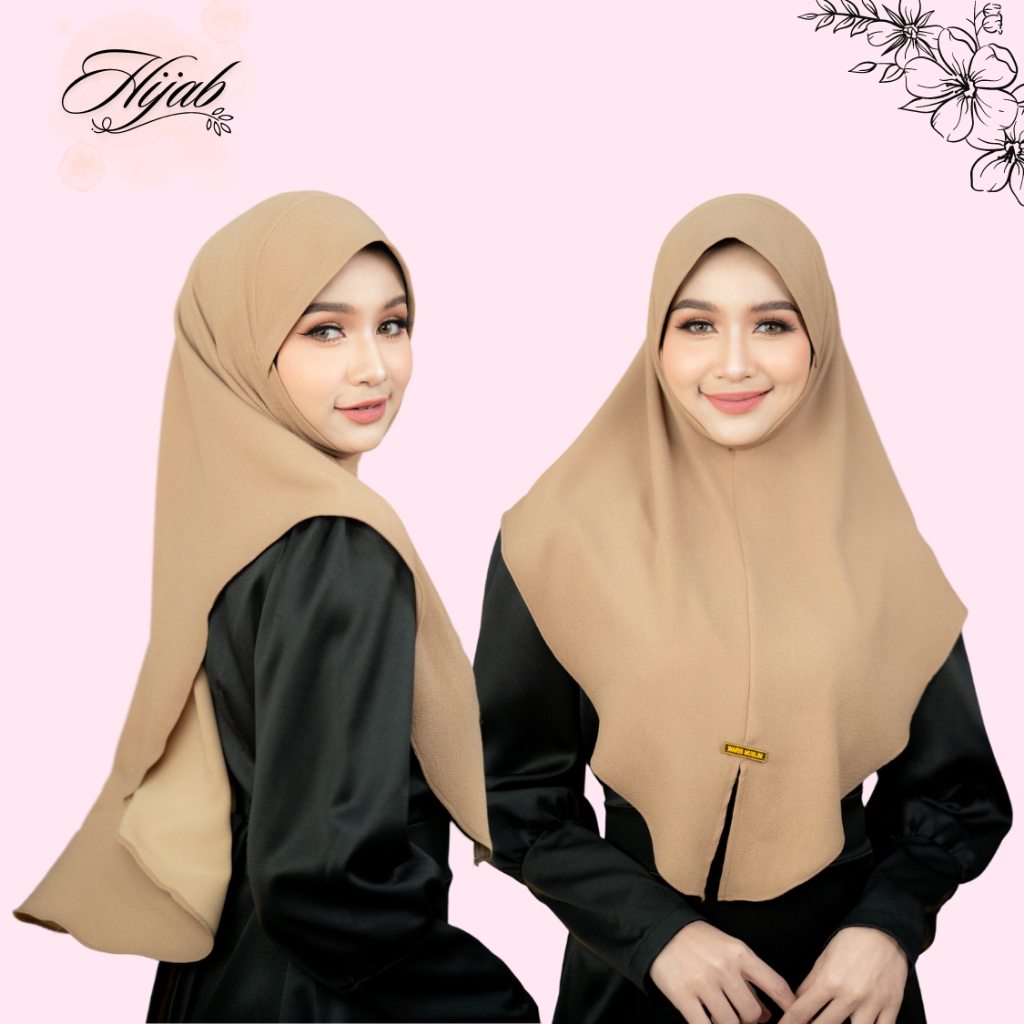 ผ้าคลุมฮิญาบทรงสวมสำเร็จ มีคาง ทรงหน้าสวย ผ้าไม่ร้อน ใส่สบาย โทนสีพื้น  HM25 รุสมีนีมุสลิม