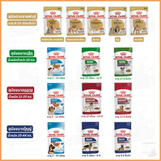 Royal Canin Pouch Dog โรยัล คานิน อาหารเปียกสุนัข แบบซอง ทุกช่วงอายุ Jelly/Gravy/Loaf 85g 140g