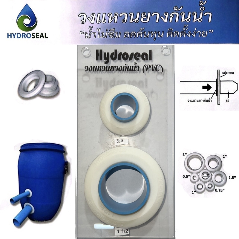 HYDROSEAL วงแหวนยางกันน้ำ ซีลแหวนยาง สำหรับต่อ ถังเก็บน้ำ ถังกรองน้ำ ระบบประปา ตู้ปลาสวยงาม บ่อกุ้ง 