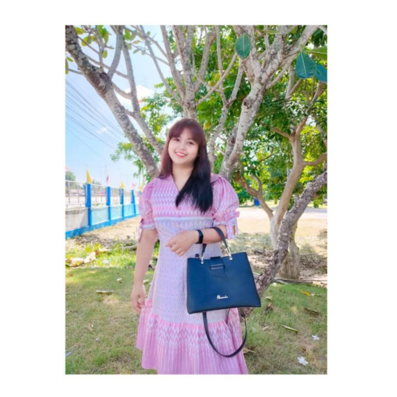 elgrand เดรสผ้าไทยลายขอ ลายS มือสอง