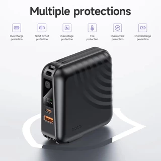 พาวเวอร์แบงก์ แบตสำรอง HOCO A6 Power Bank 15000mAh PD20W+22.5W ชาร์จเร็ว Fast Charging พร้อมสายชาร์จในตัว