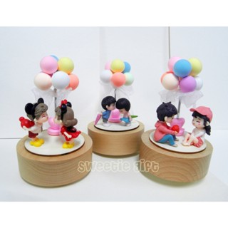 !!พร้อมส่งในไทย!! กล่องดนตรีไม้ ไขลาน ฐานหมุนได้