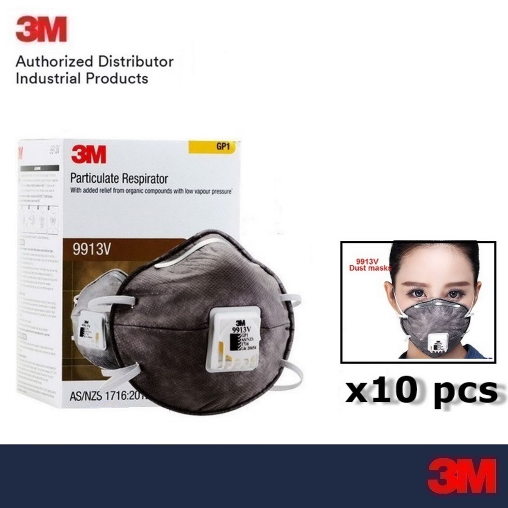3M 9913V หน้ากากป้องกันฝุ่นละออง มีวาล์วระบายอากาศ แพ๊ค (10 ชิ้น)