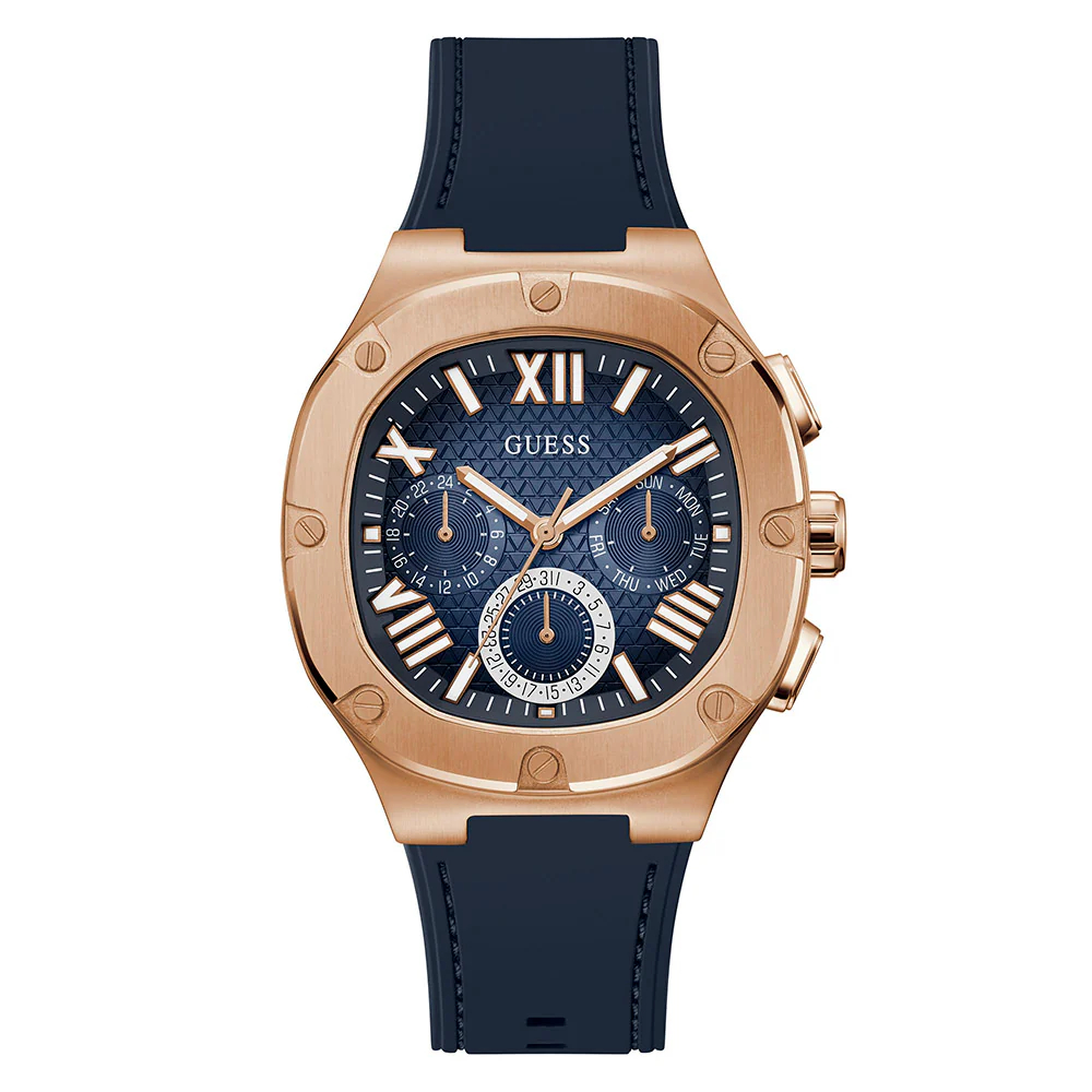 Guess Chronograph Blue Dial Silicone Strap Men Watch GW0571G2 GW0571G1 GW0571G3 42mm GW0572G2  GW0572G1  GW0572G4