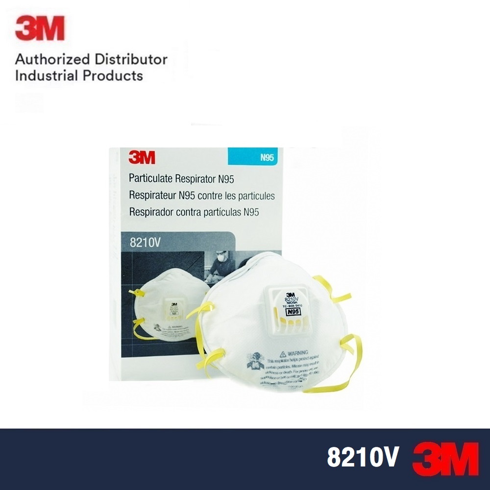 3M 8210V N95 ชนิดมีวาล์ว หน้ากากป้องกันฝุ่น 1กล่อง (มี10ชิ้น) Valved 8210 เอ็น95