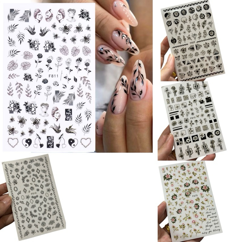 ST.312 ร้านไทย🇹🇭🇹🇭🇹🇭 พร้อมส่ง สติกเกอร์ติดเล็บ (F809,810,675,014,811) ลายดอกไม้ มีให้เลือก 5 แบบ