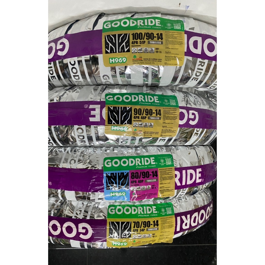 ยางนอกมอเตอร์ไซค์ GOODRIDE เรเดียล-ไฟ ขอบ14 H969 (ไม่ใช้ยางใน) TL (ยางปี2025) ราคา ถูกที่สุด ดีลบีเคเค แกลเลอรีภาพที่ 2