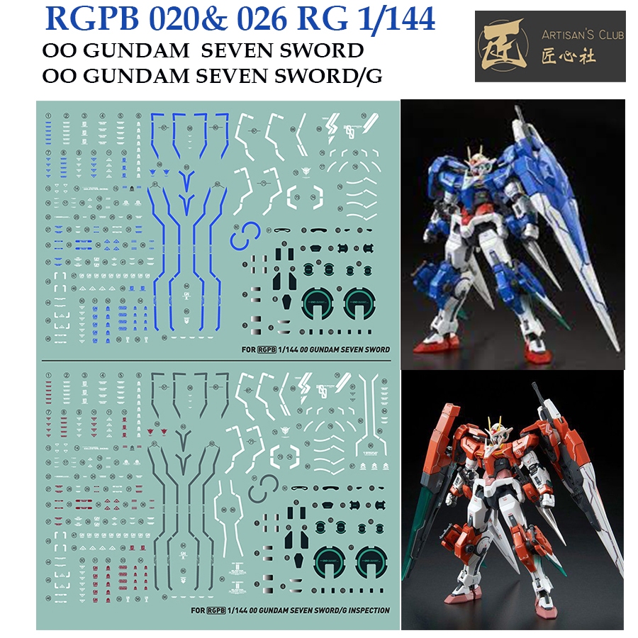 [Artisan’s Club] RGPB020&026  RG 1/144 OO GUNDAM SEVEN SWORD / G GUNDAM WATER SLIDED DECAL