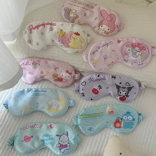 พร้อมส่ง ที่ปิดตา ผ้าปิดตา งานผ้าซาติน นุ่ม สายปรับได้ ลายลิขสิทธิ์แท้ จาก SANRIO ลายการ์ตูน