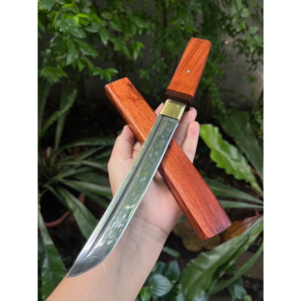 ไอคุชิ Aikuchi เสือซ่อนเล็บ ดาบสั้น มีดซามูไร มีดญี่ปุ่น Tanto ใบ 8.2” เหล็กS50C ด้ามฝักไม้ประดู่ Ha