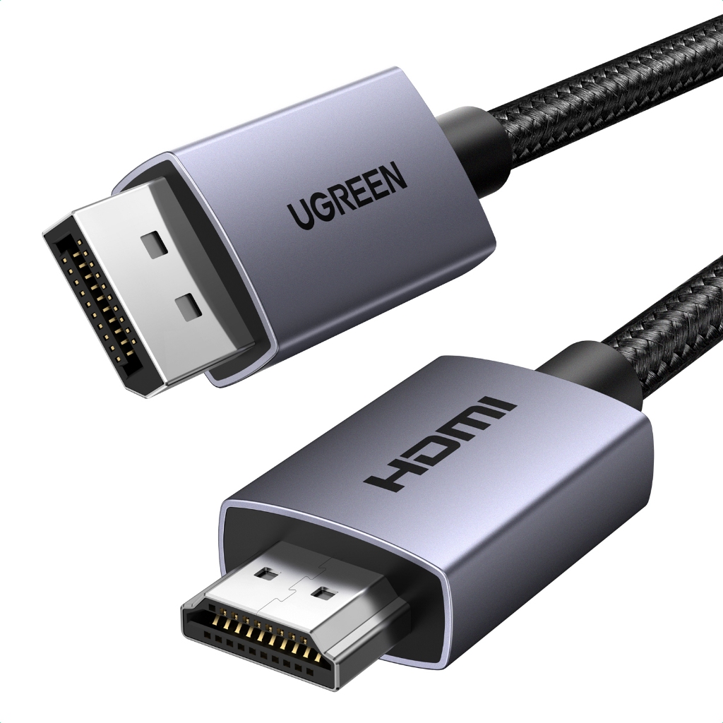 UGREEN รุ่น DP125 สายเคเบิลไนล่อนถัก DisplayPort Male to HDMI รองรับ 4K 30Hz สําหรับมอนิเตอร์ HDTV โปรเจคเตอร์ แล็ปท็อป