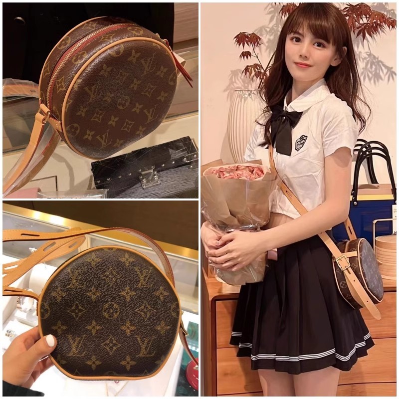 ✨ LV Louis Vuitton Boite Chapeau Souple PM Old Flower Round Bag กระเป๋าสะพาย กระเป๋าสะพาย M45578