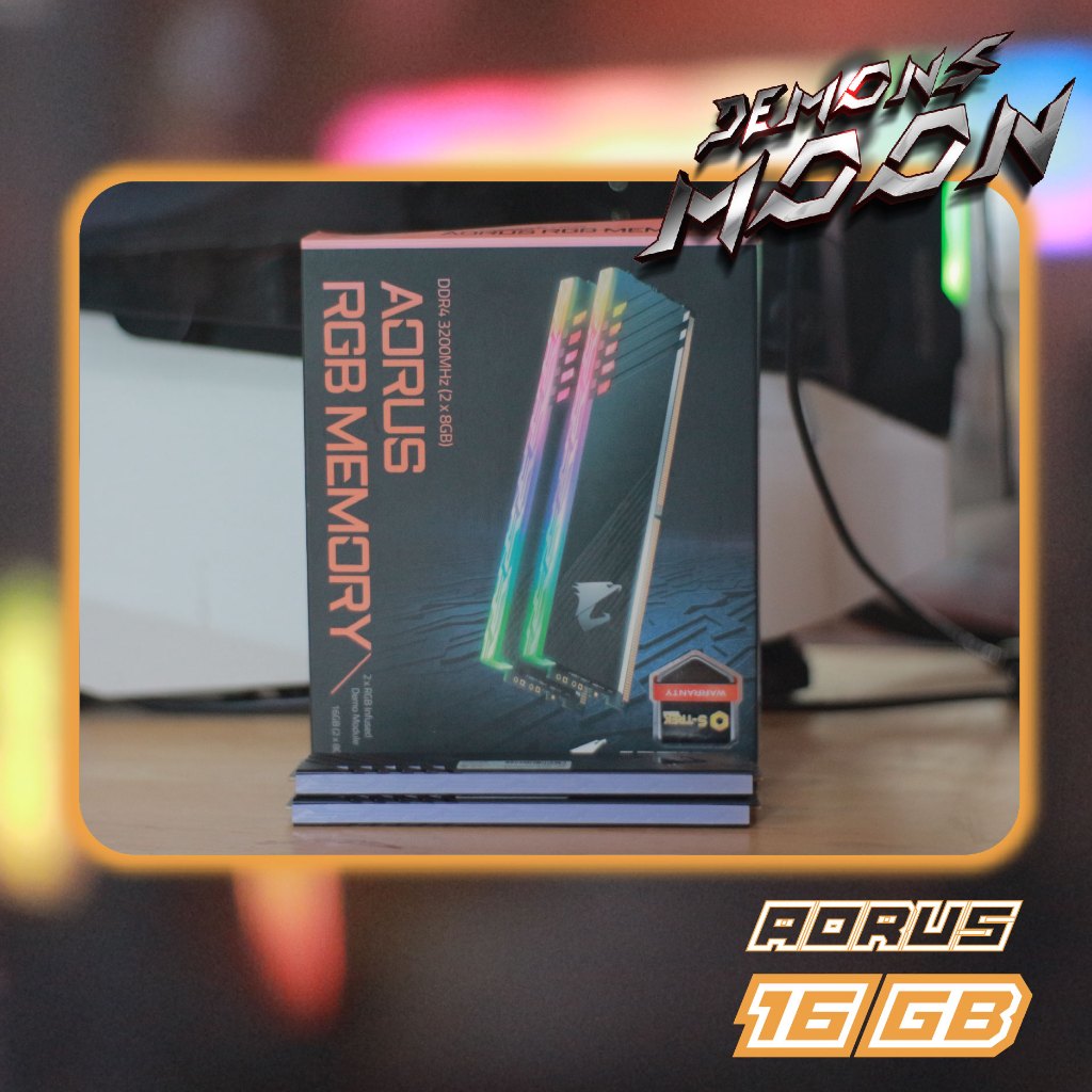 ram 16GB AORUS RGB MEMORY (8GBx2) DDR4/3200 RAM PC (แรมพีซี) ประกันตลอดชีวิต Gigabyte + demons moon 