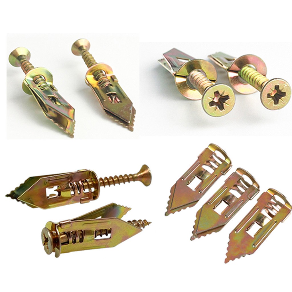 100ตัว พุกยิบซั่มสกรู สกรูงานไม้ สกรูปลายสว่าน พุกผีเสื้อเหล็ก (พุกยิบซั่ม+สกรู) พุกเหล็ก