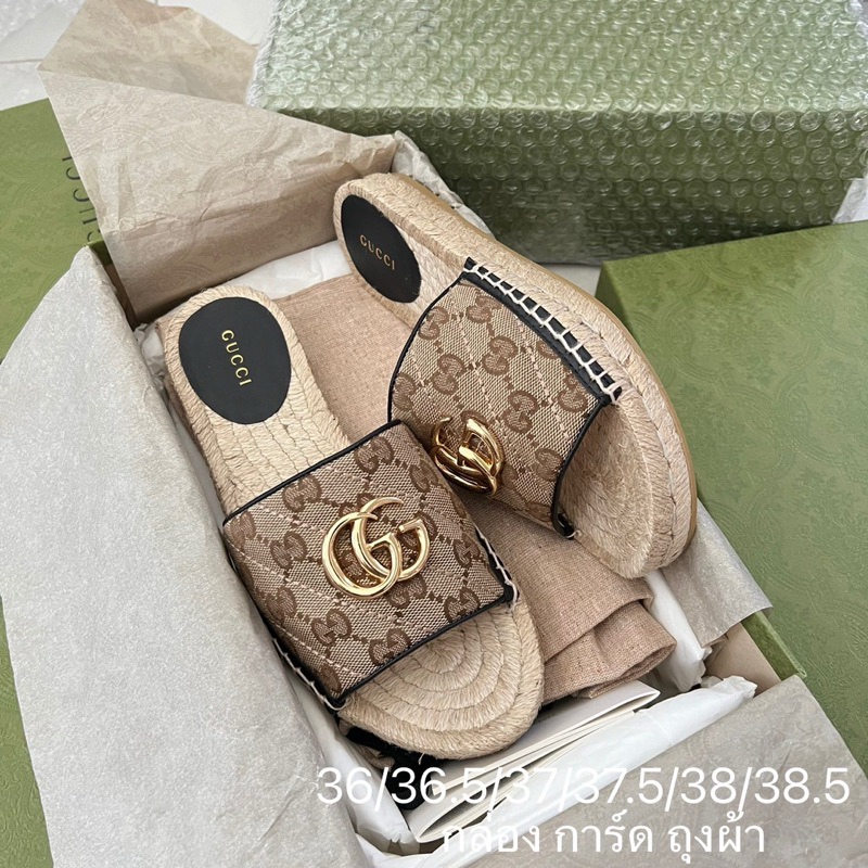 พร้อมส่งรองเท้า New Gucci sandals กล่อง การ์ด ถุงผ้า