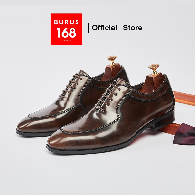 (3สี) Cap-toe Oxfords - รองเท้าหนังแท้ ผู้ชาย (เย็บพื้นทุกคู่) หนังเงา ใส่ออกงาน ใส่งานแต่ง ใส่ทำงาน (Size 39-45)