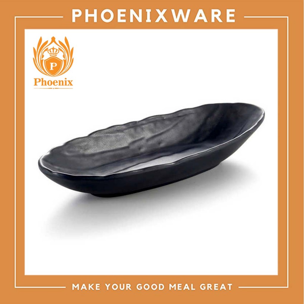 ชามเรือ 11 นิ้ว เมลามีน สีดำ จานรี Phoenix F161611