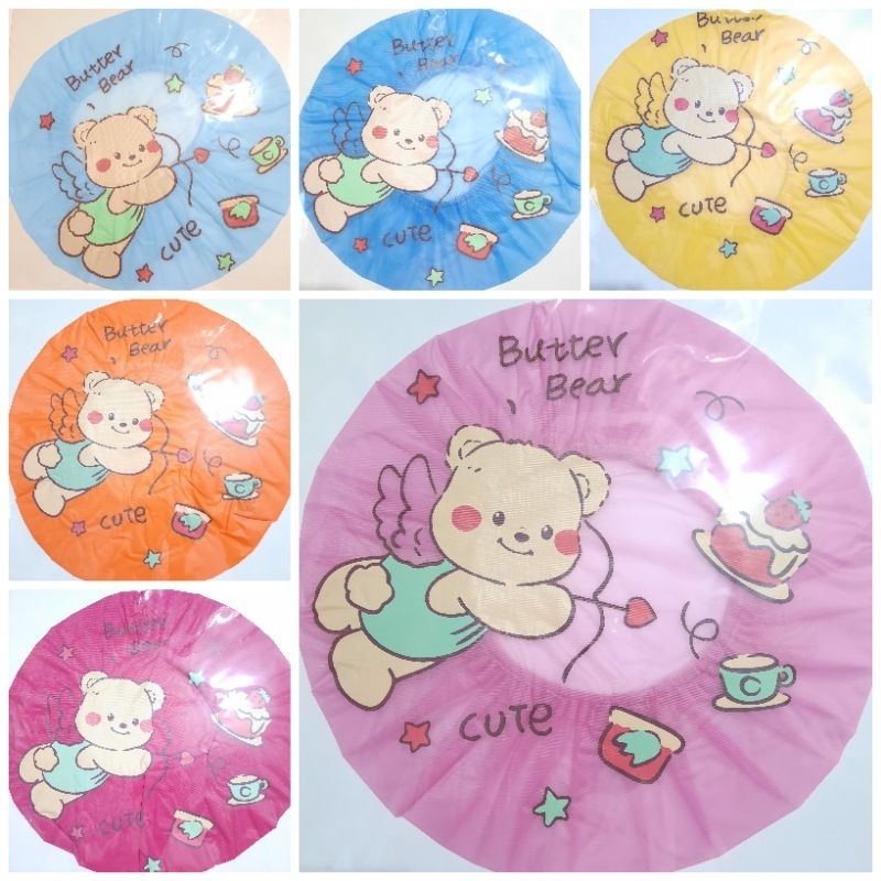 หมวกอาบน้ำ ลายหมีเนยลูกศร หมวกคลุมผมอาบน้ำ