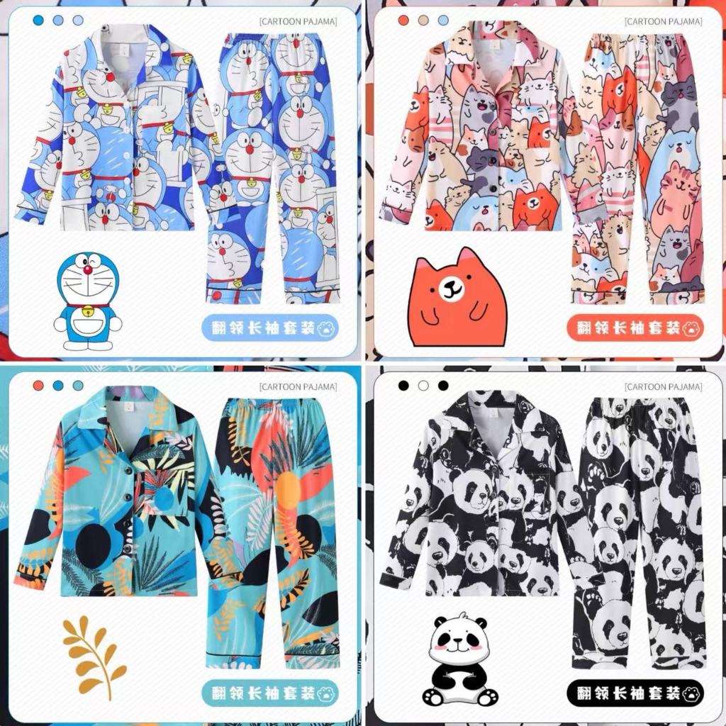 ชุดนอนเด็ก เสื้อผ้าการ์ตูนเด็กผู้ชาย ชุดนอนเด็กผู้ชาย ผ้าฝ้ายคุณภาพสูง เสื้อแขนยาว+กางเกงขายาว 95~170cm