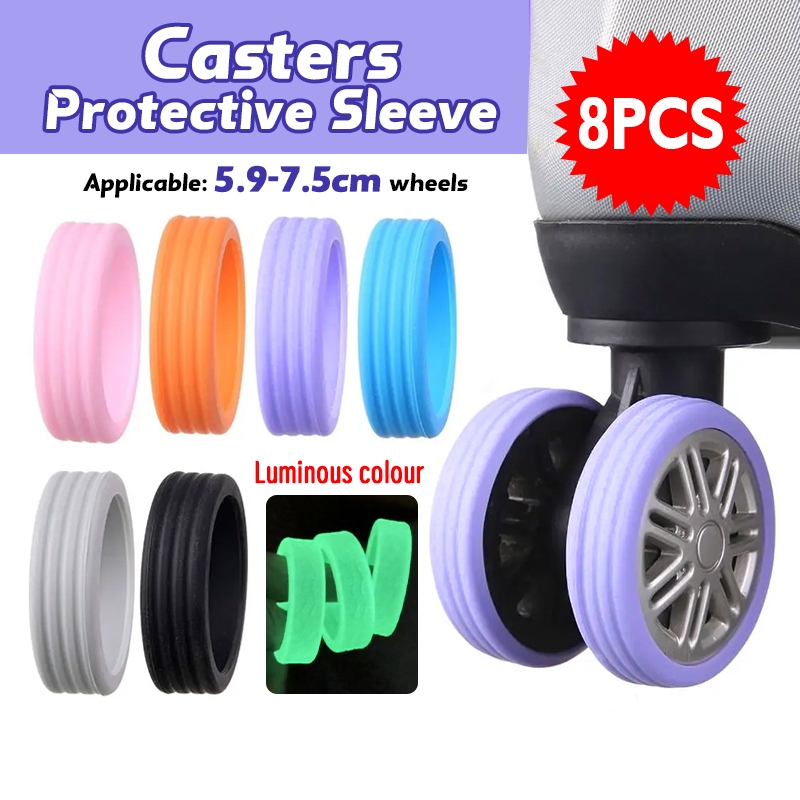 8ชิ้น ฝาครอบป้องกันล้อกระเป๋าเดินทาง ลดเสียงรบกวน ยางล้อกระเป๋าเดินทาง ซิลิโคน ลดการสึกหรอ