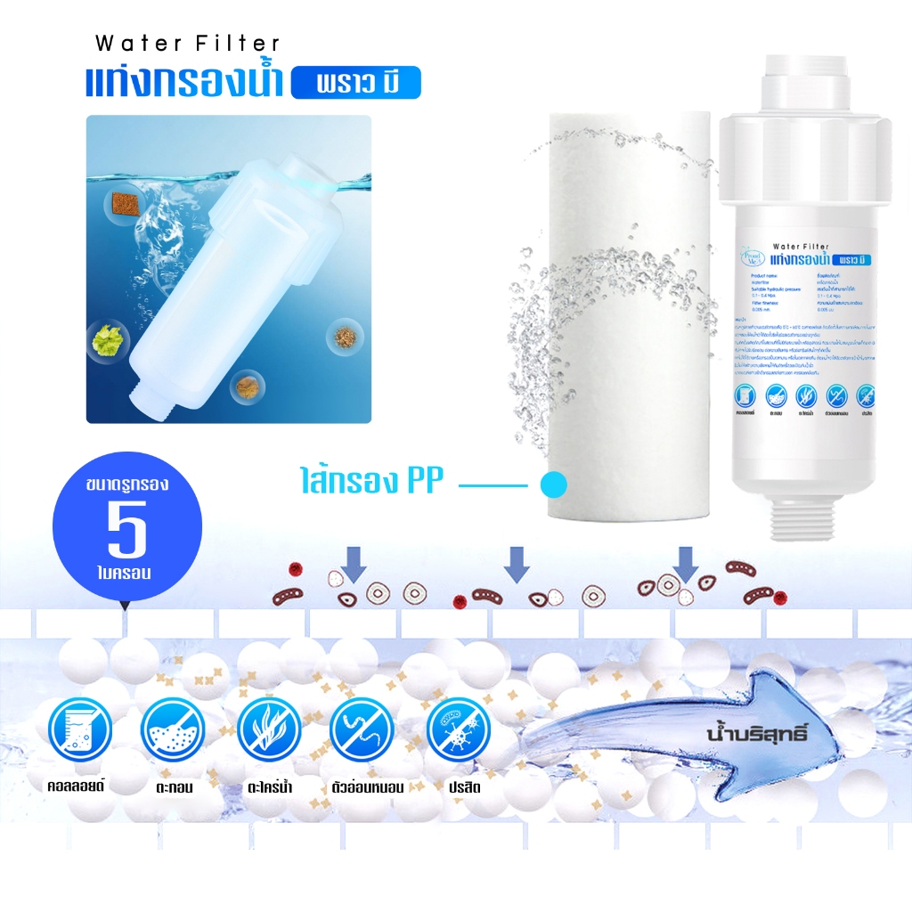 แท่งกรองน้ำ ProudMe ฟิลเตอร์กรองน้ำ เปลี่ยนไส้กรองได้ กรองสิ่งเจือปนจากน้ำ ไส้กรองPP 5 ไมครอน C45 - รูปที่ 3