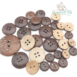 กระดุม กระดุมไม้ วงกลม 2 รู 4 รู (12เม็ด)